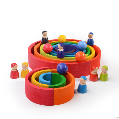 L'arc-en-ciel en bois de jouets de DIY 3D bloc constitutif de grande taille pour des enfants d'enfants