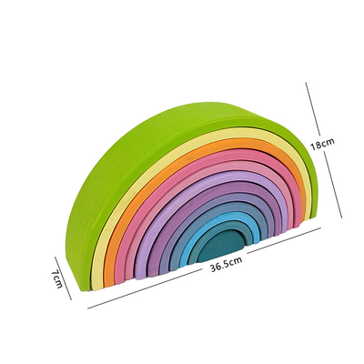 L'arc-en-ciel en bois de jouets de DIY 3D bloc constitutif de grande taille pour des enfants d'enfants