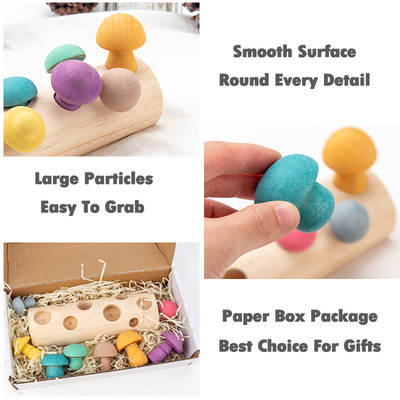 Champignon en bois d'enfants sélectionnant les blocs DIY 3D d'arc-en-ciel de jouets
