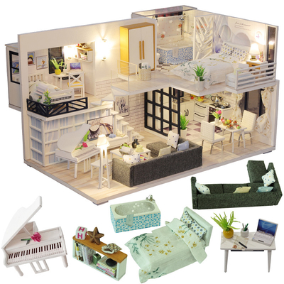 Meubles miniatures en bois Kit For Children Birthday de Chambres de poupée de DIY