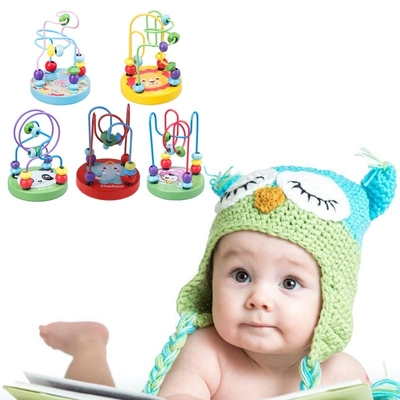 Les jouets en bois de Montessori pour l'enfant les cercles qu'en bois perlent le fil Maze Roller Coaster Educational Wood déconcerte des jouets de bébé