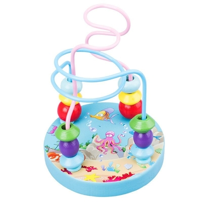 Les jouets en bois de Montessori pour l'enfant les cercles qu'en bois perlent le fil Maze Roller Coaster Educational Wood déconcerte des jouets de bébé