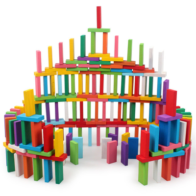 Les dominos en bois d'arc-en-ciel bloc constitutif 120Pcs pour des enfants éducatifs