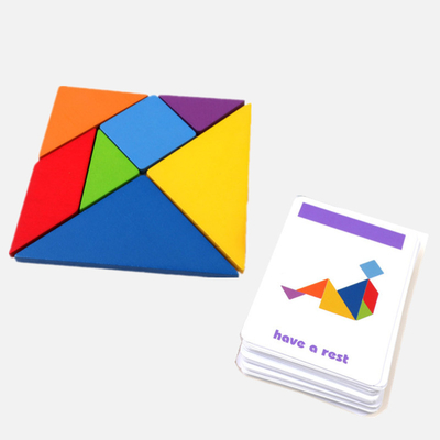 Tangram coloré Toy Kids Montessori Early Education de casse-tête animal en bois du modèle 3D assortissant des enfants de jouets de jeux