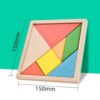 Tangram coloré Toy Kids Montessori Early Education de casse-tête animal en bois du modèle 3D assortissant des enfants de jouets de jeux