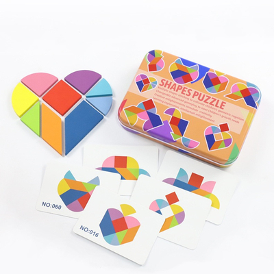 Tangram coloré Toy Kids Montessori Early Education de casse-tête animal en bois du modèle 3D assortissant des enfants de jouets de jeux