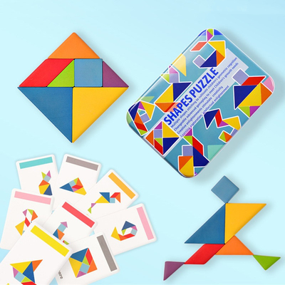 Tangram coloré Toy Kids Montessori Early Education de casse-tête animal en bois du modèle 3D assortissant des enfants de jouets de jeux