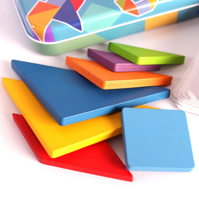 Tangram coloré Toy Kids Montessori Early Education de casse-tête animal en bois du modèle 3D assortissant des enfants de jouets de jeux