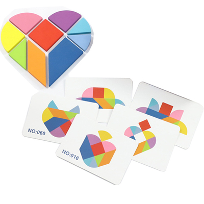 Tangram coloré Toy Kids Montessori Early Education de casse-tête animal en bois du modèle 3D assortissant des enfants de jouets de jeux