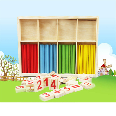 La figure bloque compter les jouets en bois d'éducation de bâtons construisant la boîte en bois mathématique de Montessori de bloc d'intelligence