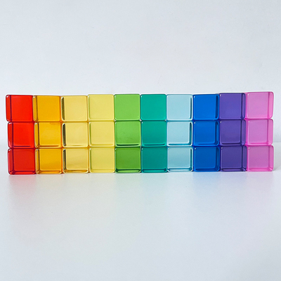 La grande rue Gem Blocks Kids Transparent Windows en bois de couleur bloque le bébé acrylique de blocs de cubes en briques du jeu X empilant T