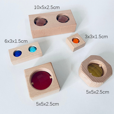 La grande rue Gem Blocks Kids Transparent Windows en bois de couleur bloque le bébé acrylique de blocs de cubes en briques du jeu X empilant T