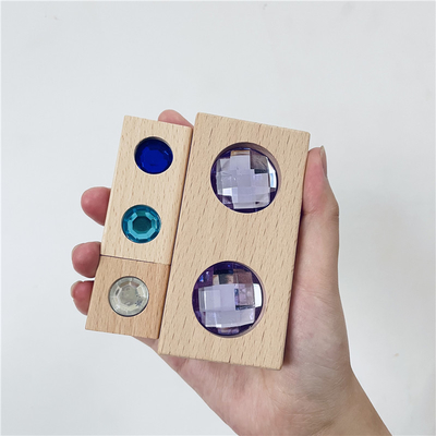 La grande rue Gem Blocks Kids Transparent Windows en bois de couleur bloque le bébé acrylique de blocs de cubes en briques du jeu X empilant T
