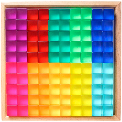 La grande rue Gem Blocks Kids Transparent Windows en bois de couleur bloque le bébé acrylique de blocs de cubes en briques du jeu X empilant T