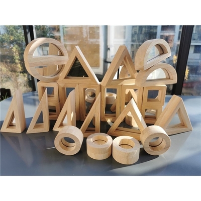 Bois en caoutchouc solide en bois de Montessori Toy Sensory Rainbow Mirror Blocks d'enfants empilant l'empileur acrylique de Buliding éducatif