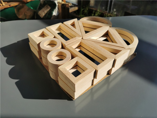 Bois en caoutchouc solide en bois de Montessori Toy Sensory Rainbow Mirror Blocks d'enfants empilant l'empileur acrylique de Buliding éducatif