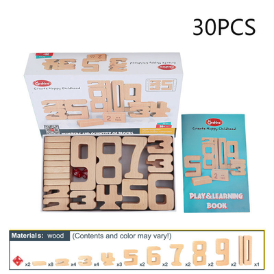 Le nombre bloc constitutif le bloc en bois Jenga d'équilibre de bébé de jouets de Digital de maths que Toy Montessori Educational Natural Wood joue les FO