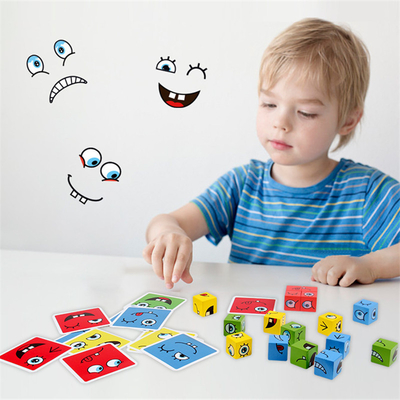 Le nouveau cube en changement de visage de puzzle d'expression de Montessori bloc constitutif l'enfant de jouets apprenant le jouet éducatif de match pour des enfants