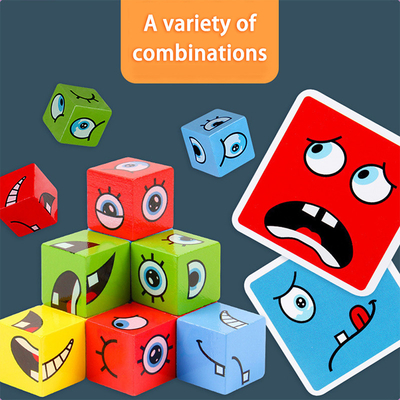 Le nouveau cube en changement de visage de puzzle d'expression de Montessori bloc constitutif l'enfant de jouets apprenant le jouet éducatif de match pour des enfants