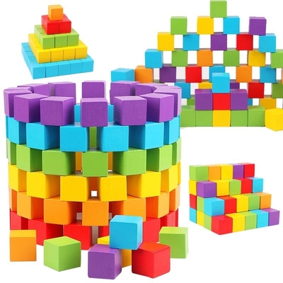 Blocs constitutifs Toy Baby Color de cubes en bois colorés et jouets éducatifs en bois de forme géométrique pour Chil