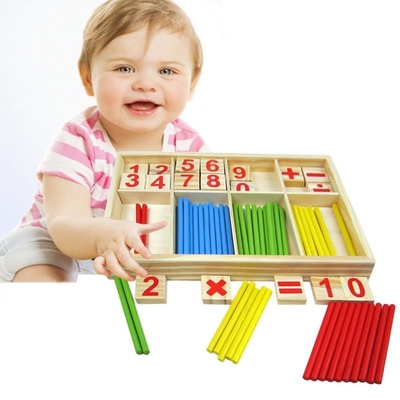 La figure bloque compter le cadeau éducatif d'enfants de Montessori de jouets en bois