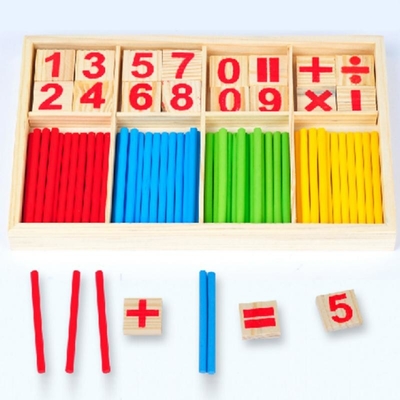 La figure bloque compter le cadeau éducatif d'enfants de Montessori de jouets en bois