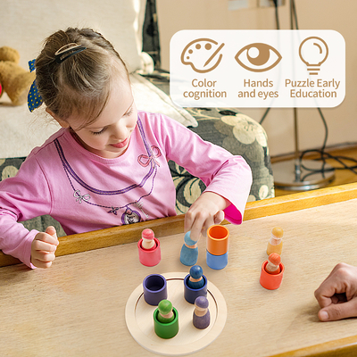 Bloc en bois éducatif d'arc-en-ciel de Montessori comptant des enfants de puzzle de jeu