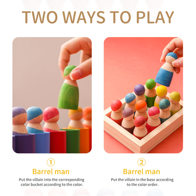 Bloc en bois éducatif d'arc-en-ciel de Montessori comptant des enfants de puzzle de jeu