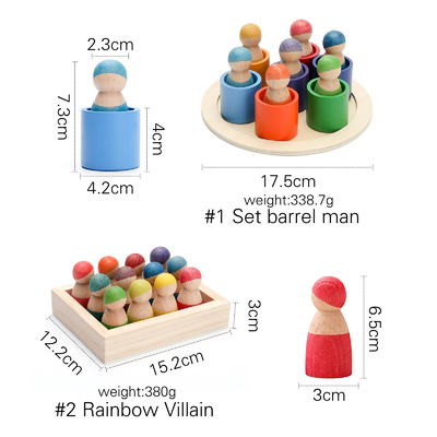 Bloc en bois éducatif d'arc-en-ciel de Montessori comptant des enfants de puzzle de jeu