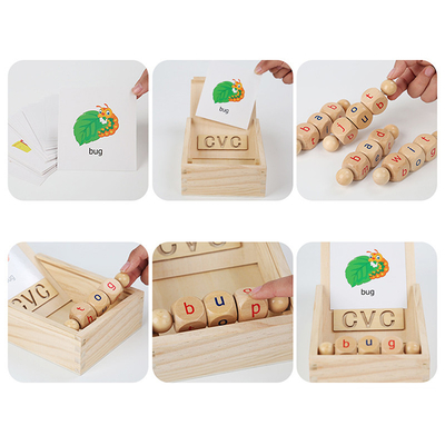 La lecture en bois de Montessori bloque l'étude de rotation tournante d'alphabet de lettre