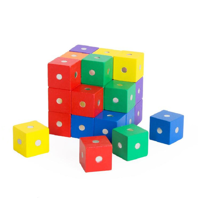 Blocs magnétiques 10pc 2X2X2cm d'arc-en-ciel carré éducatif de cube en bois