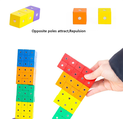 Blocs magnétiques 10pc 2X2X2cm d'arc-en-ciel carré éducatif de cube en bois