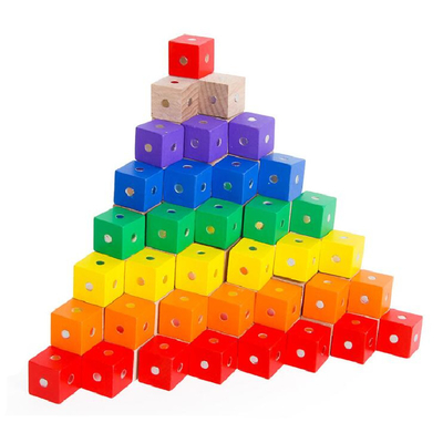 Blocs magnétiques 10pc 2X2X2cm d'arc-en-ciel carré éducatif de cube en bois