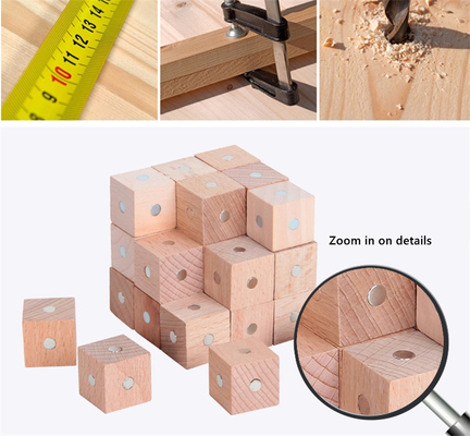 Blocs magnétiques 10pc 2X2X2cm d'arc-en-ciel carré éducatif de cube en bois