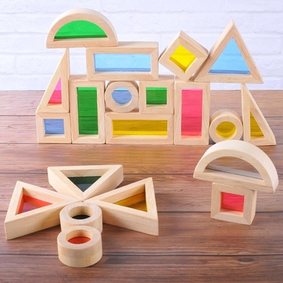 Blocs constitutifs de l'arc-en-ciel 24pcs éducatif acrylique pour le cadeau d'enfants
