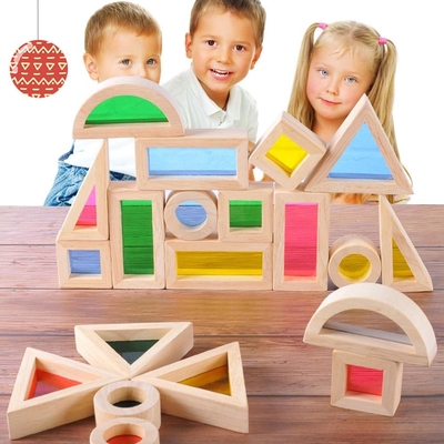 Blocs constitutifs de l'arc-en-ciel 24pcs éducatif acrylique pour le cadeau d'enfants