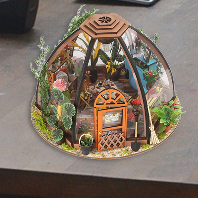 Maison de poupée miniature en bois de DIY avec la batterie de lumière de l'outil de jardinage de meubles LED