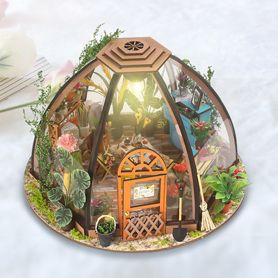 Maison de poupée miniature en bois de DIY avec la batterie de lumière de l'outil de jardinage de meubles LED