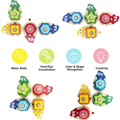 Jouets de empilement en bois assortissant pour l'étude tôt d'école maternelle de garçons de filles