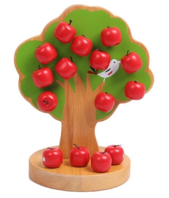 Les jouets en bois de bébé de Montessori de pommier pour des enfants sélectionnent le fruit éducatif