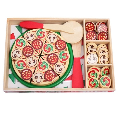 64 PCs feignent la pizza en bois Toy For Children Food Cooking de jeu