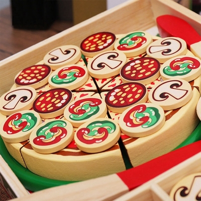 64 PCs feignent la pizza en bois Toy For Children Food Cooking de jeu
