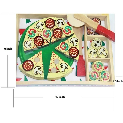 64 PCs feignent la pizza en bois Toy For Children Food Cooking de jeu