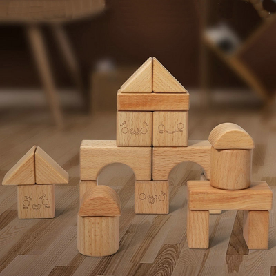 jouets en bois Montessori naturel de blocs de Burlywood du hêtre 20pcs apprenant l'éducation