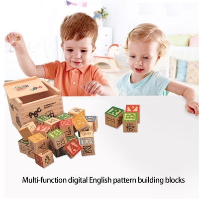 l'alphabet 27pcs en bois gras des blocs de caractère imprimés avec le nombre
