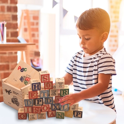 l'alphabet 27pcs en bois gras des blocs de caractère imprimés avec le nombre