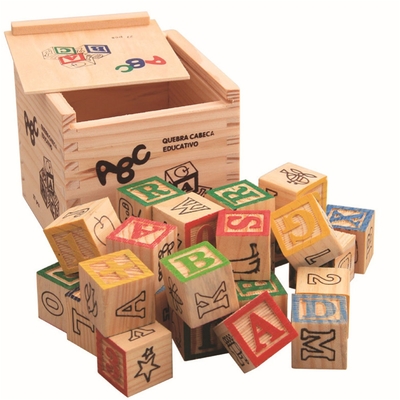 l'alphabet 27pcs en bois gras des blocs de caractère imprimés avec le nombre