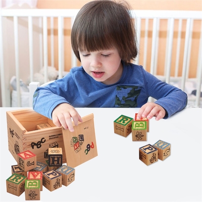 l'alphabet 27pcs en bois gras des blocs de caractère imprimés avec le nombre