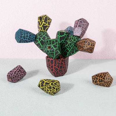 Jouets en bois de équilibrage de bébé de Montessori de cactus pour éducatif tôt