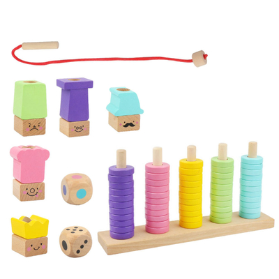1 jouet interactif de pile d'ensemble de cercle de jeu d'enfants en bois de puzzle